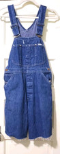 VTG LEE Carpenter Riveted Button Fly Cut Off Denim Blue Jeans Bib Overalls 30 32