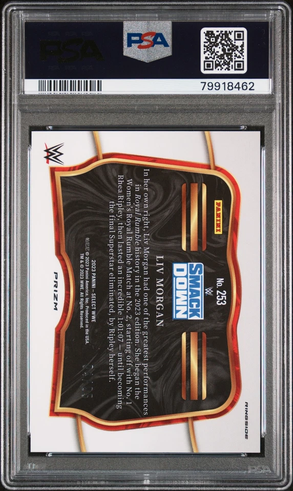 2023 Panini Select WWE LIV Morgan #253 Tie Dye Prizm PSA 10 - Image 2 of 2