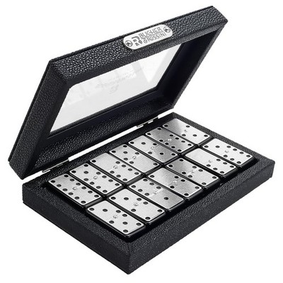 Bucher&Rossini Metal Surface Dominoes Set Double 6 - Classic Black Domino's G...