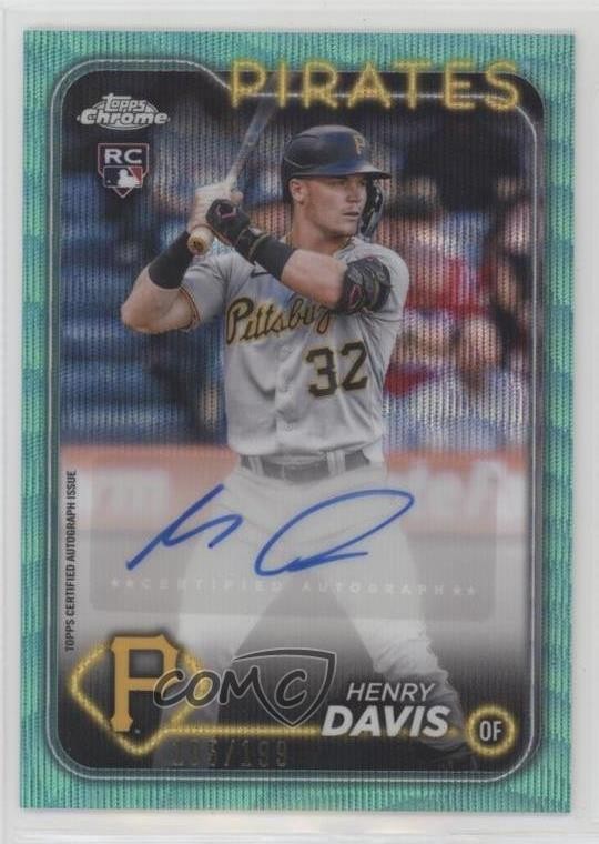 2024 Topps Chrome Update Aqua Wave Refractor /199 Henry Davis #AC-HD Auto 0hk3