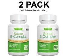 Super B-Complex, 2 PACK, Methylated B Vitamins  Vitamin C, 180 small tablets