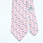 HERMES TIE 5271 SA Hippo on Pink Silk Necktie