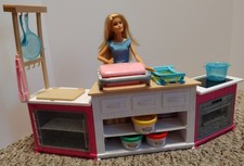 Barbie Ultimate Kitchen Doll 3 Part Stove Oven Fridge Dough Presses Access HTF