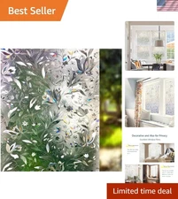 Static Cling 3D Privacy Film - Rainbow Tulip Design, Easy Remove, 17.5 x 78.7