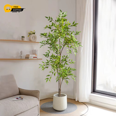 75-140 cm große künstliche Nandina Pflanzen gefälschte tropische Palmenzweige Kunststoff grün
