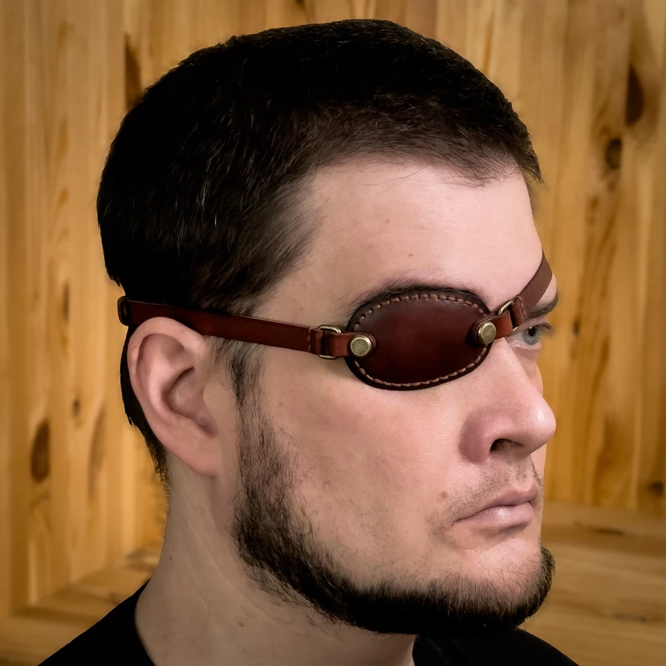 4 in 1 kit, occluder brown leather eye patch, pirate eye patch, cosplay - Image 4 of 4