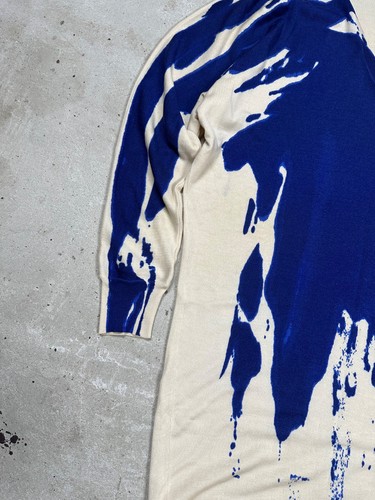 Alexander McQueen 2000s Abstract Print Cashmere Wool Asymmetrical Dress Paint - Picture 5 of 16