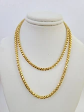 Real 18k Yellow Gold Franco Chain Necklace 24 Inch 4 mm SOLID 18kt