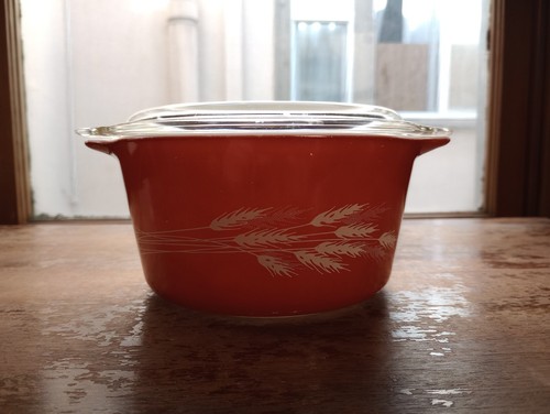 Vintage Pyrex Autumn Harvest Wheat 1 Qt Casserole Dish with Lid - Picture 4 of 6