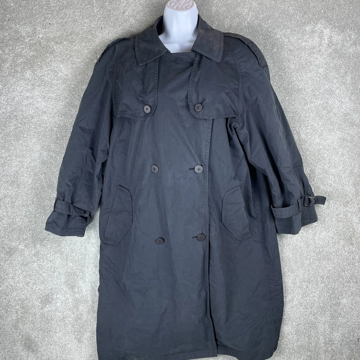 Fashion House Sanyo Carol Cohen Trench Coat Women s Size 6 Dark Gray Made in USA