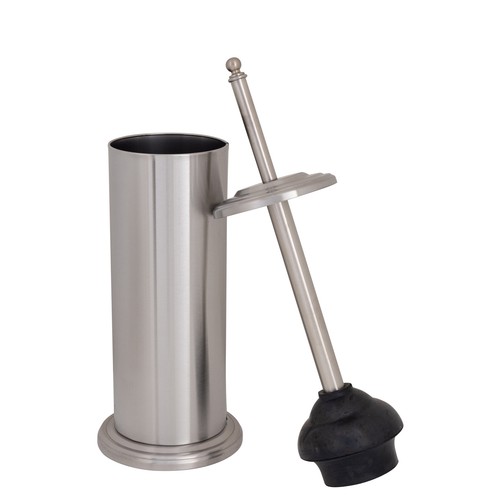Stainless Steel Trash Can Plunger and Toilet Brush Iron Collection Set New - Picture 5 of 10