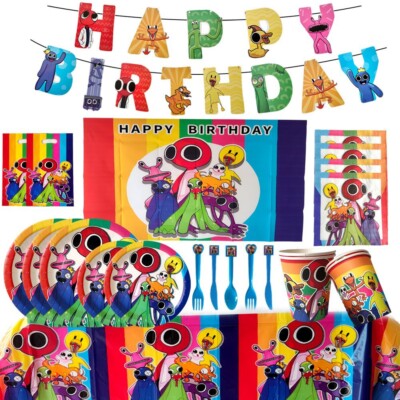 Rainbow Friends Partybedarf Thema Geburtstag Dekoration Tasse Serviette Geschirr