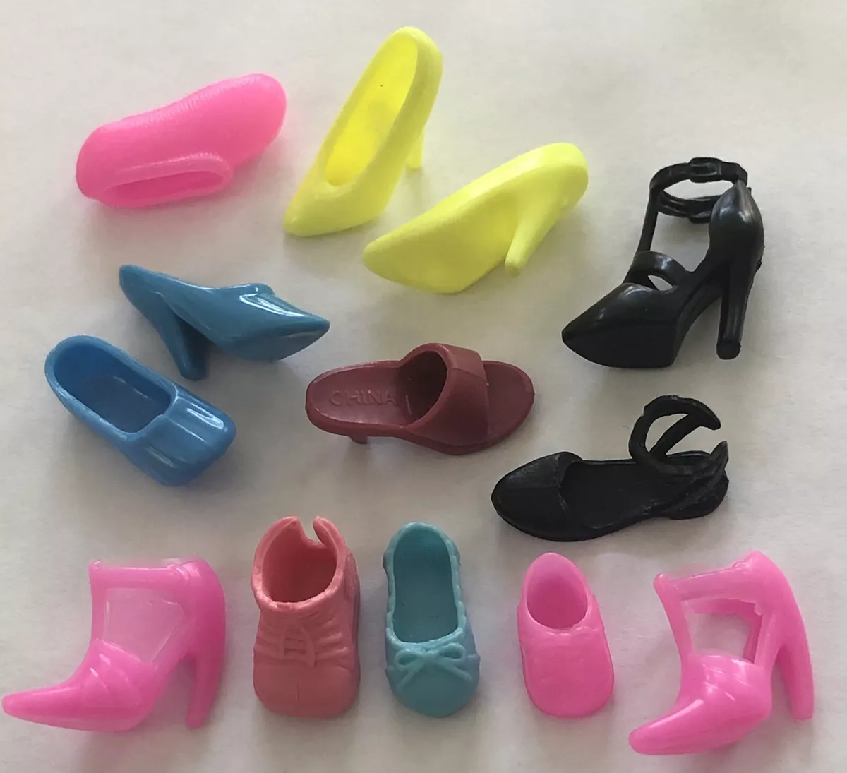 Too Small For Barbie Doll Shoes Sandals Heels Lot Of 13 Includes 2 Pair  Pumps