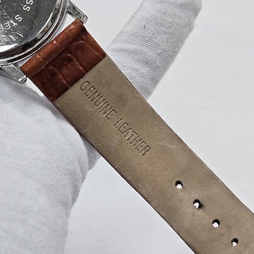 TOKYObay Men Watch 41mm Silver Tone Brown Leather Band New Battery - Picture 7 of 8