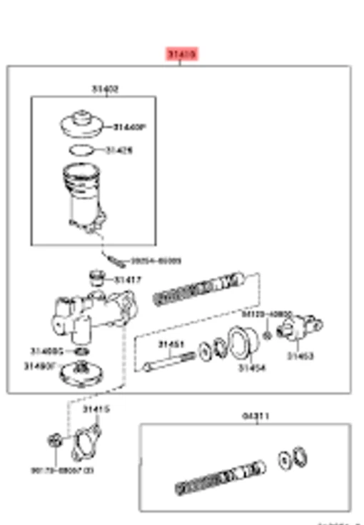 Conjunto de cilindro maestro de embrague TOYOTA genuino OEM CELICA CARINA CORONA Foto 4 de 4