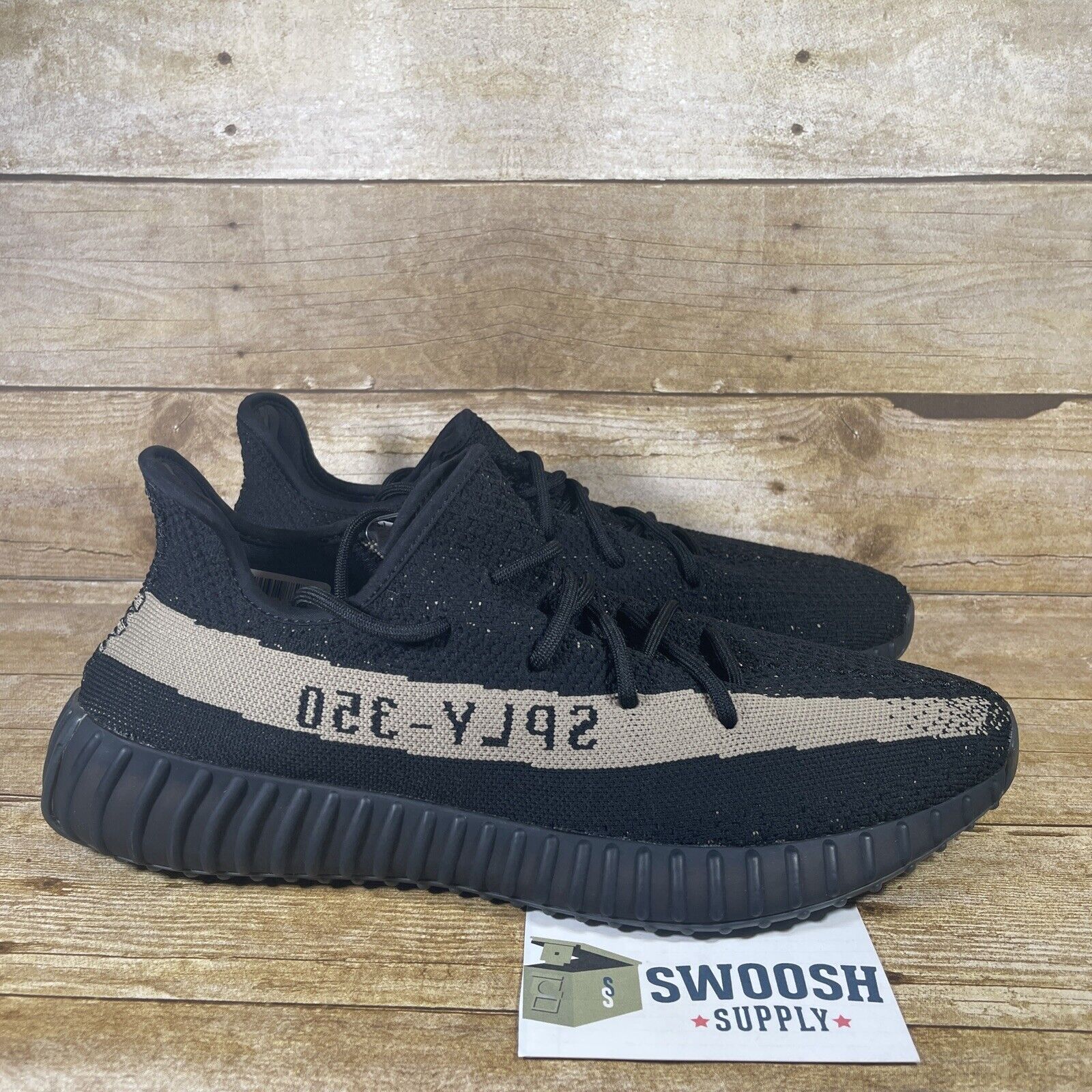 Adidas Yeezy Boost 350 V2 Core Black Green Olive Stripe 13 BY9611 | eBay