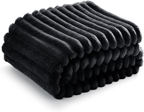 Black Throw Blanket for Couch - Super Soft Cozy Blankets for Women, Cute Small F