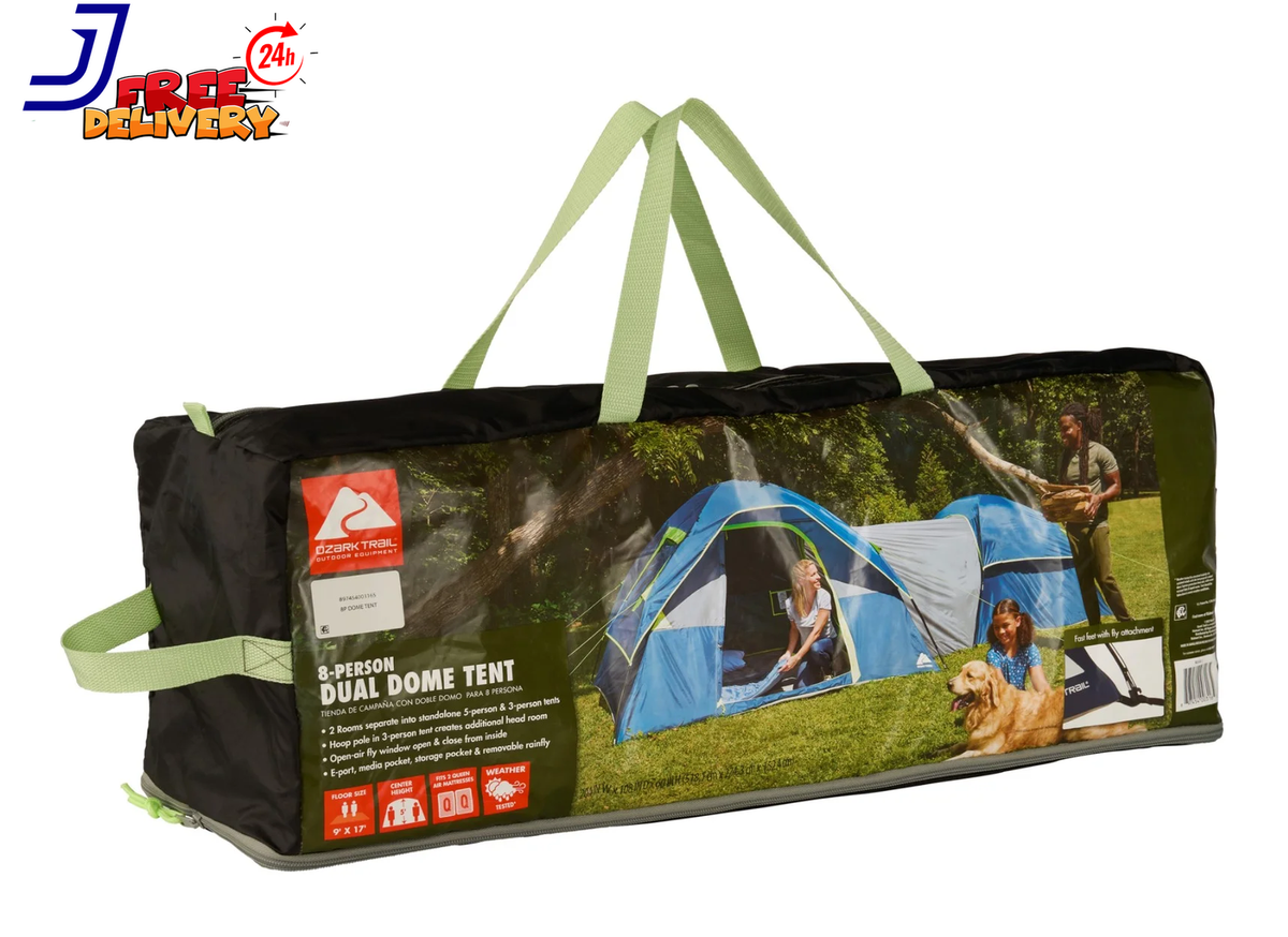 Ozark Trail 8 Person Dual Dome Tent 17ft. x 9ft. 21.89 lbs. FREE
