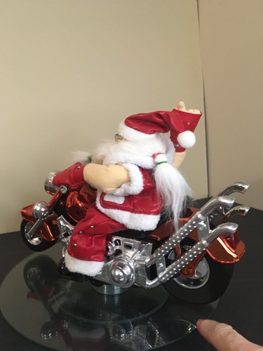 **Vintage ACTION NOVELTY ANIMATED LIGHTED SINGING MOTORCYCLE SANTA BIKER~VIDEO - Picture 8 of 23