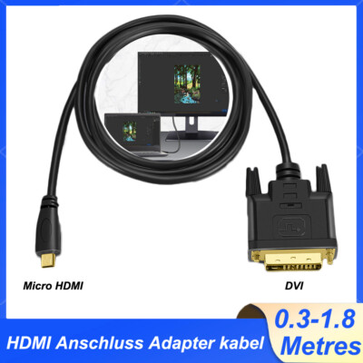 HDMI Anschluss Adapter kabel Micro HDMI Stecker auf DVI-D 24+1 Stecker 0.3-1.8m