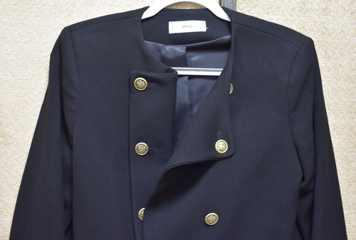 MNG by Mango Womens M Black Military Style Cropped Blazer Double Breasted Jacket - Picture 5 of 21