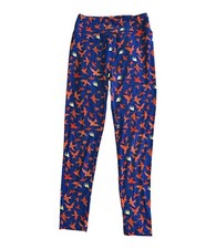 Lularoe leggings OS One Size Navy Blue With orange Birds