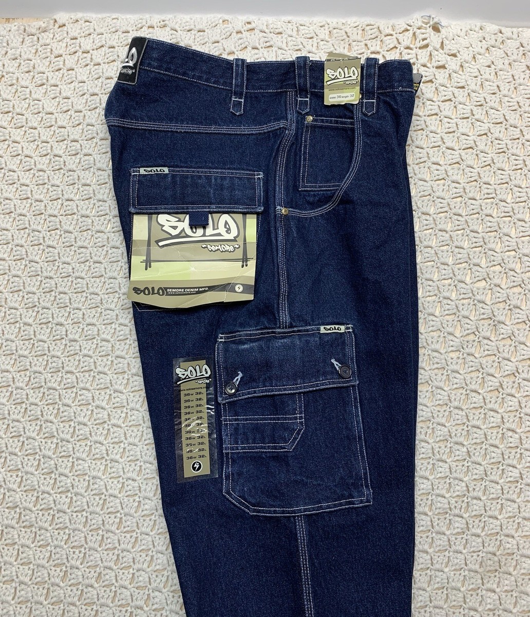 ダ*ン様 SOLO SEMORE buggy Denim Pants Vtg Solo Semore Cargo Jeans Mens Tag 36 Approx 34x32 Blue