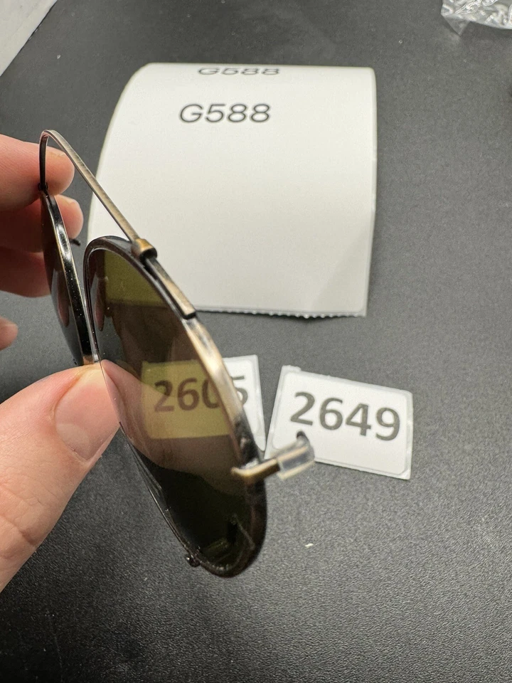 Gafas de sol vintage con clip para aviador bordes de tinte verde bronce marrón 50 mm redondas Foto 4 de 4