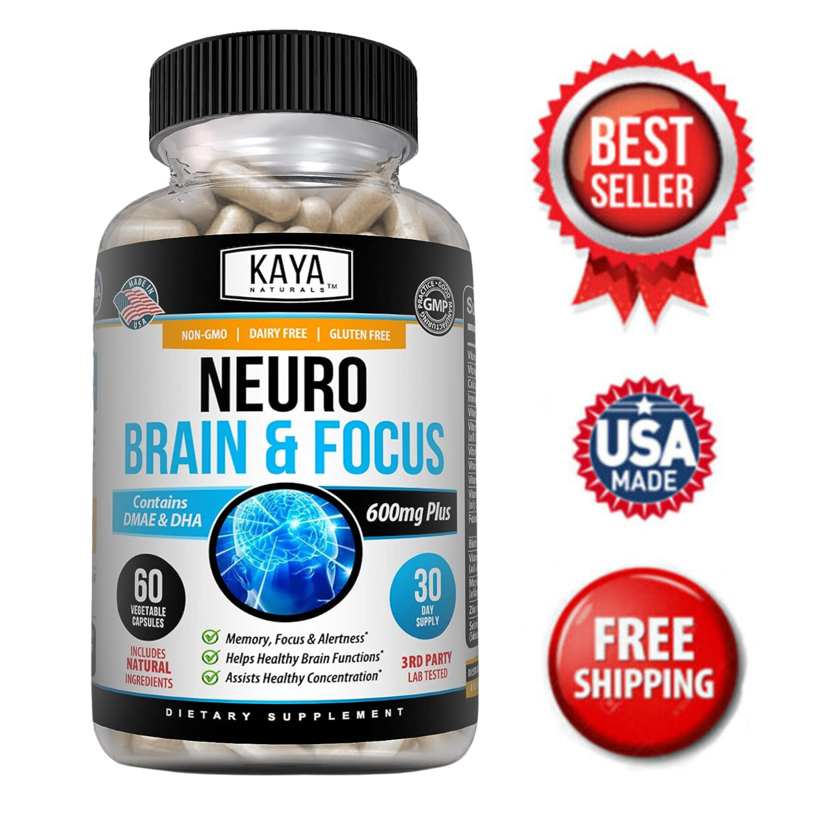 Neuro Brain & Focus 60ct, Healthy Memory Function, Clarity Nootropic Supplement
