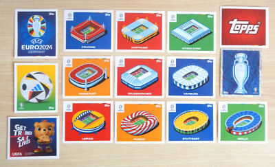 Topps UEFA Euro 2024 komplette Titelseite und Stadien + Foil Badge