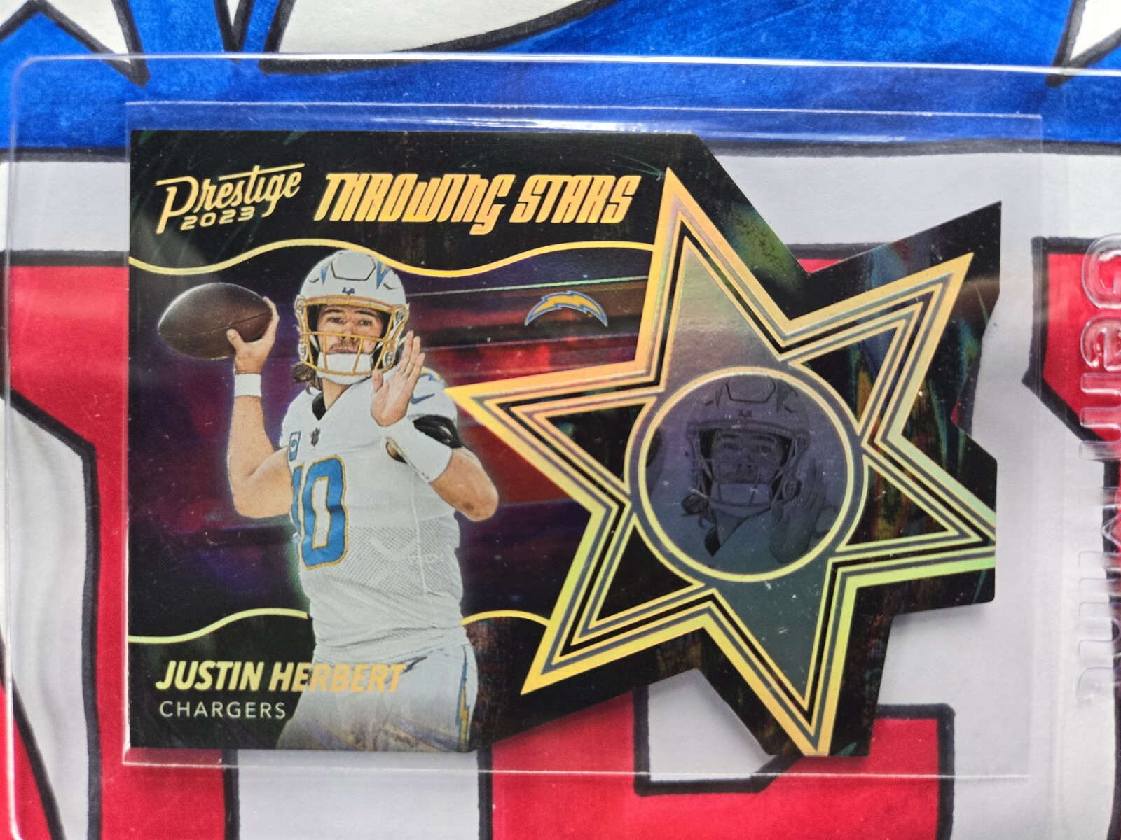 JUSTIN HERBERT 2023 Prestige Case Hit Throwing Stars #TS-8 San Diego Chargers