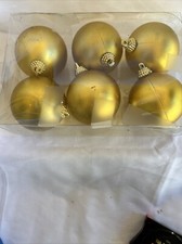 6 Satin Gold Ball Ornaments