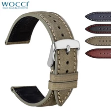 WOCCI Italian Leather Nubuck Watch Band 14mm 18mm 20mm 22mm Black Blue Red Green
