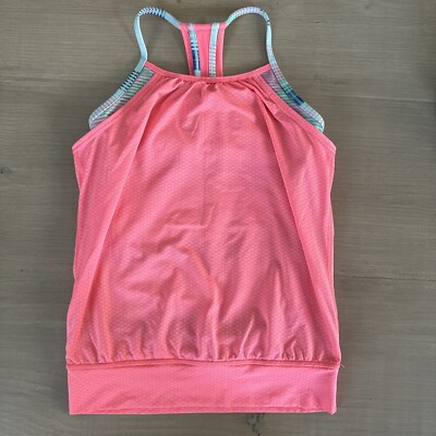 Ivivva Lululemon Two Layer Tank Top Athletic Girls Kids Pink Sz 10