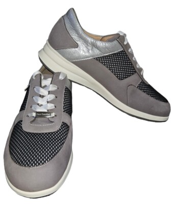 Finn Comfort Mouse Nubuck Grey Corato Lace Up Mesh Leather Shoes Women's US 9.5