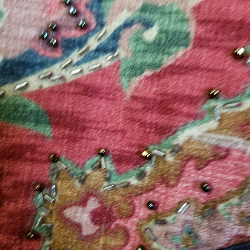 Vintage Carole Little Beaded Tapestry Vest Paisley Women's S 2 Button Front - Image 4 of 4