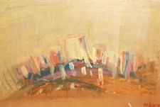 Contemporary abstract oil painting landscape, signed