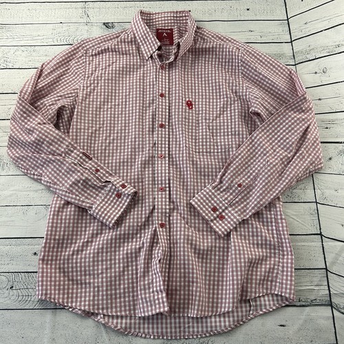 Camisa Antigua Oklahoma Sooners Manga Larga a Cuadros Botón Para Hombre Grande Roja Blanca - Imagen 1 de 5