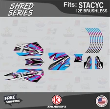 Graphics Kit for STACYC 12E Brushless Electric Bike (All Years) Shred - Cyan