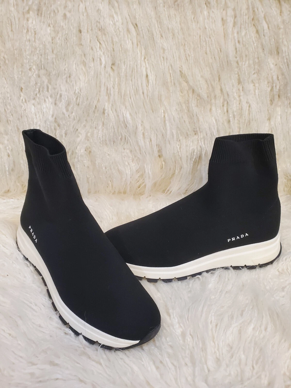 Sneakers PRADA Calzature Donna Nero Knit Sock taglia 39 nere nuove RARA