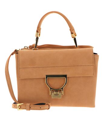 COCCINELLE Arlettis Suede Handbag Handtasche Umhängetasche Tasche Apricot Neu
