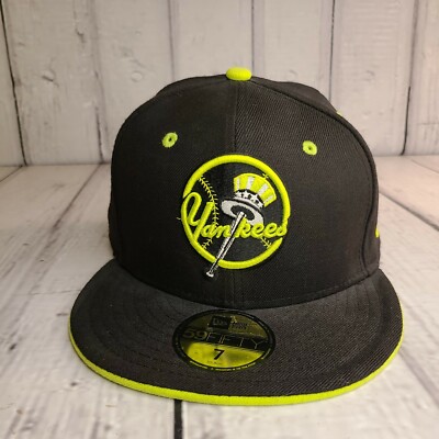 New York Yankees New Era Hat SZ Black Lime Green Rare