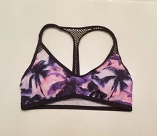 Sunseeker Bikini Top Size 4 Venus Palm Tree Tropical Racerback Black Mesh Cute