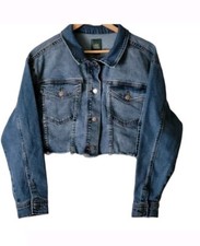 Wild Fable Denim Jean Cropped Jacket Raw Hem Distressed Size XS New