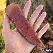 GENUINE LEATHER ENGRAVED CUSTOM HANDMADE KNIFE SHEATH FIXED BLADE KNIFE HOLSTER