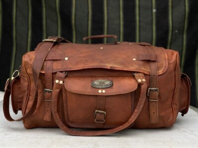 Leder Reise Herren Duffel Gepäck Fitness Sporttasche Wochenende (Wachs Robust