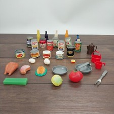 Vintage Toy Dollhouse Can Food Grocery Plastic Canned Goods Hong Kong 33 Pcs.