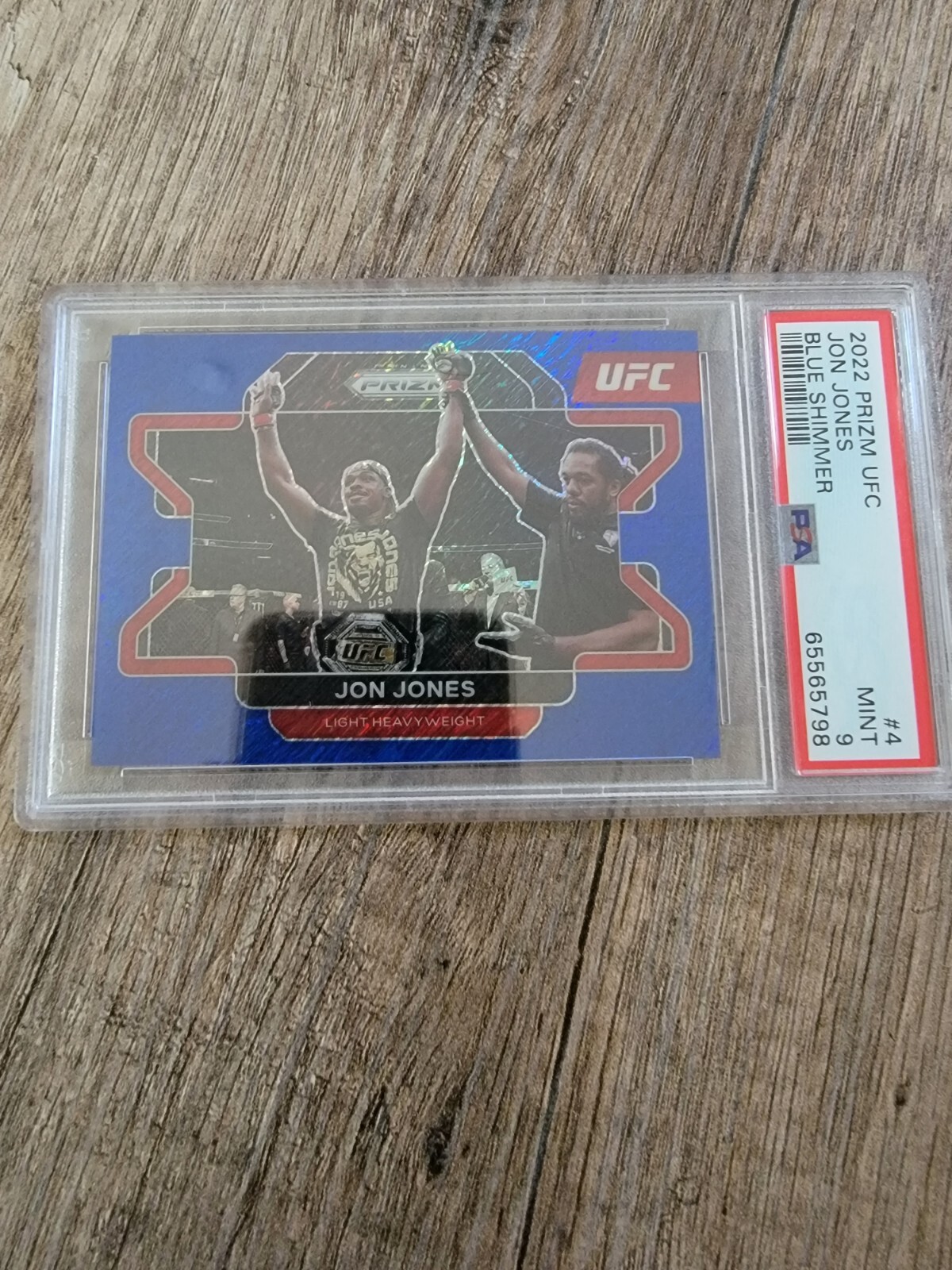 2022 Panini Prizm UFC Jon Bones Jones #4 Blue Shimmer /7  PSA 9 MINT SP