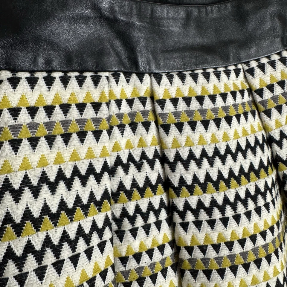 Minifalda plisada cintura alta Milly talla 4 cuero negro lana tribal preppy boho Foto 2 de 4