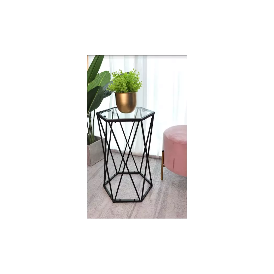 Black hexagon on sale side table
